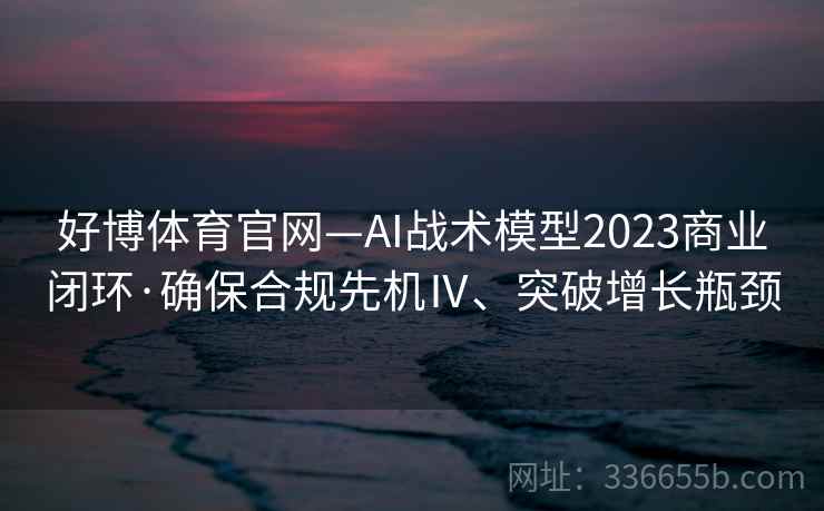 好博体育官网—AI战术模型2023商业闭环·确保合规先机Ⅳ、突破增长瓶颈