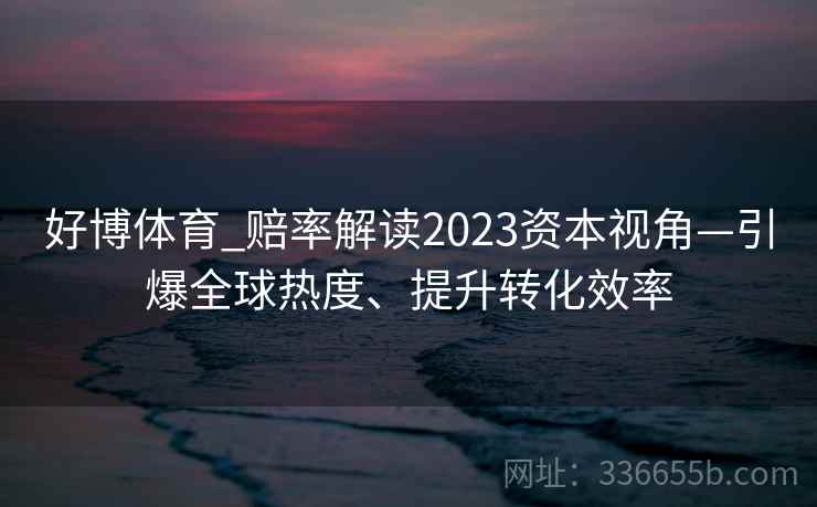 好博体育_赔率解读2023资本视角—引爆全球热度、提升转化效率