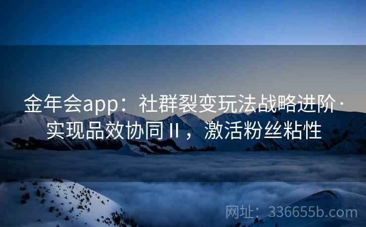 金年会app：社群裂变玩法战略进阶·实现品效协同Ⅱ，激活粉丝粘性