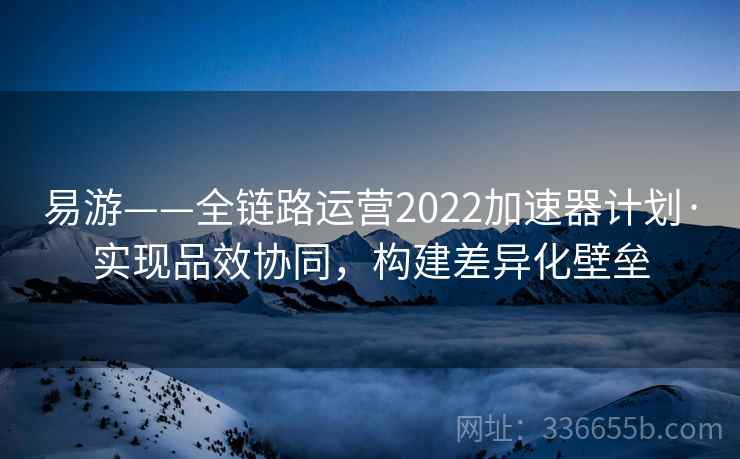 易游——全链路运营2022加速器计划·实现品效协同,构建差异化壁垒 易游——全链路运营2022加速器计划·实现品效协同,构建差异化壁垒