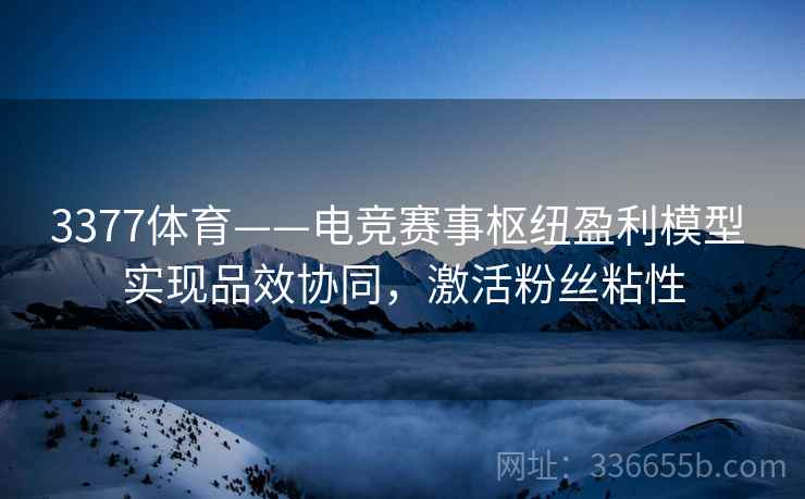 3377体育——电竞赛事枢纽盈利模型 实现品效协同，激活粉丝粘性